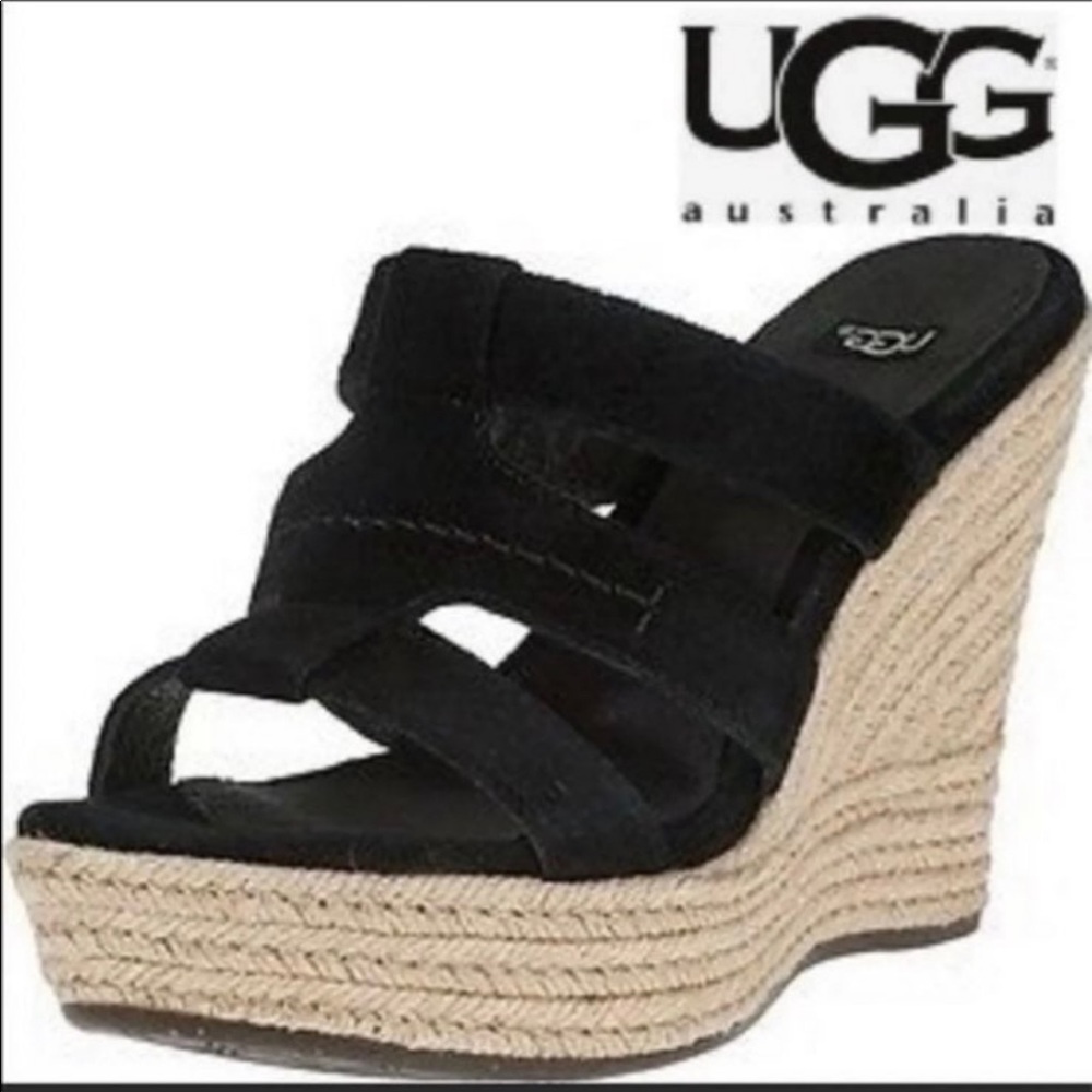 Black Ugg platform wedge heels size 9